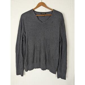 Banana Republic Silk Sweater Mens XL Grey Luxury Blend Cashmere Office Pullover